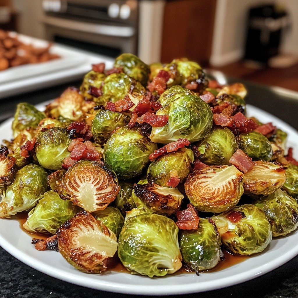 Roasted Brussels Sprouts with Bacon and Maple Syrup