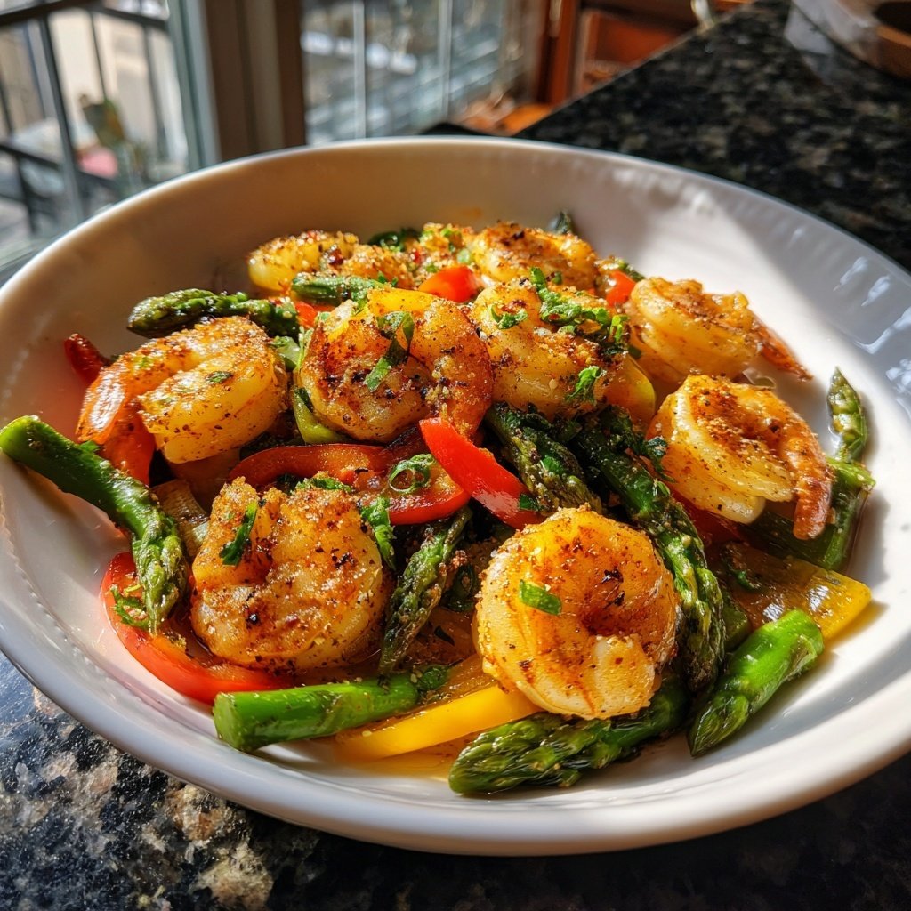 Garlic Shrimp Spring Medley