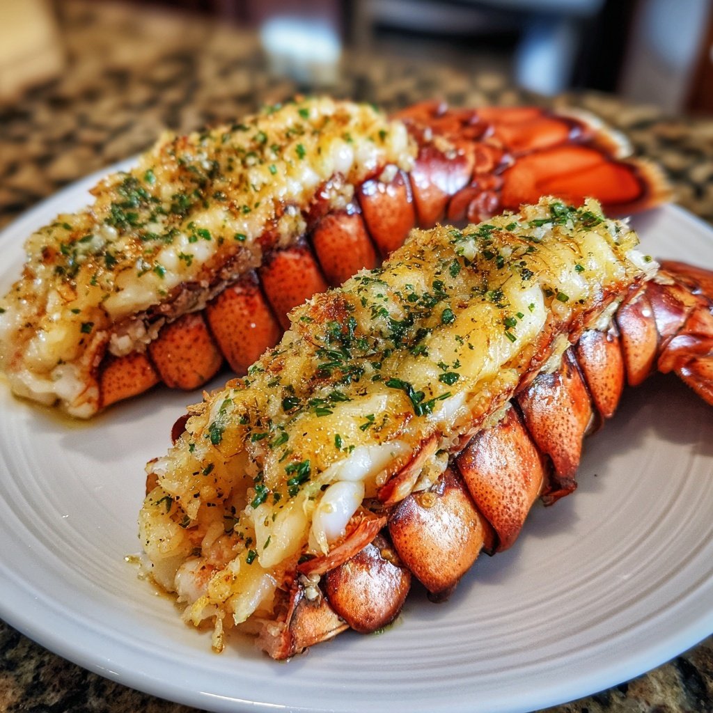 Grilled Lobster Tails Garlic Herb