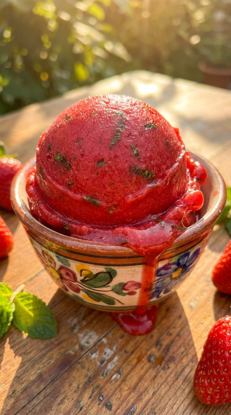 Bright Strawberry Mint Sorbet