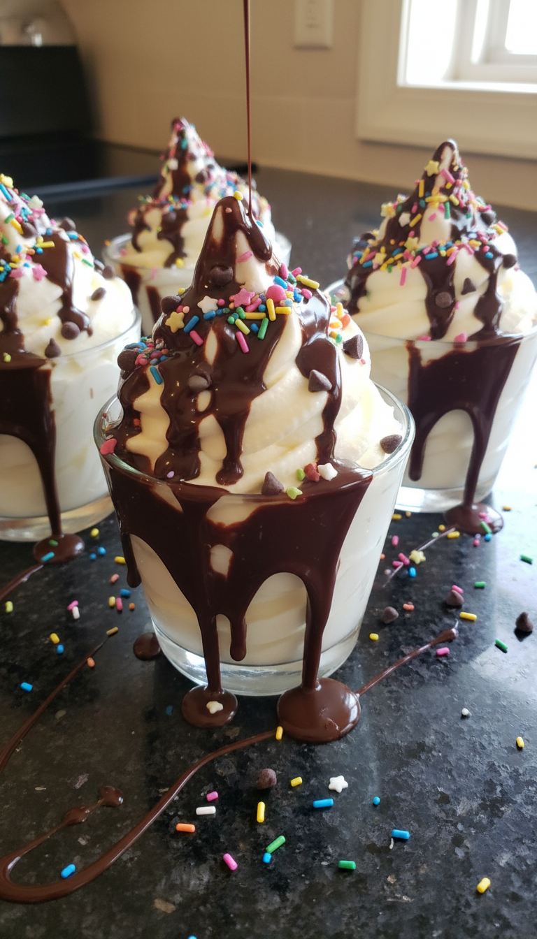 Frozen Yogurt Chocolate Drip Cups