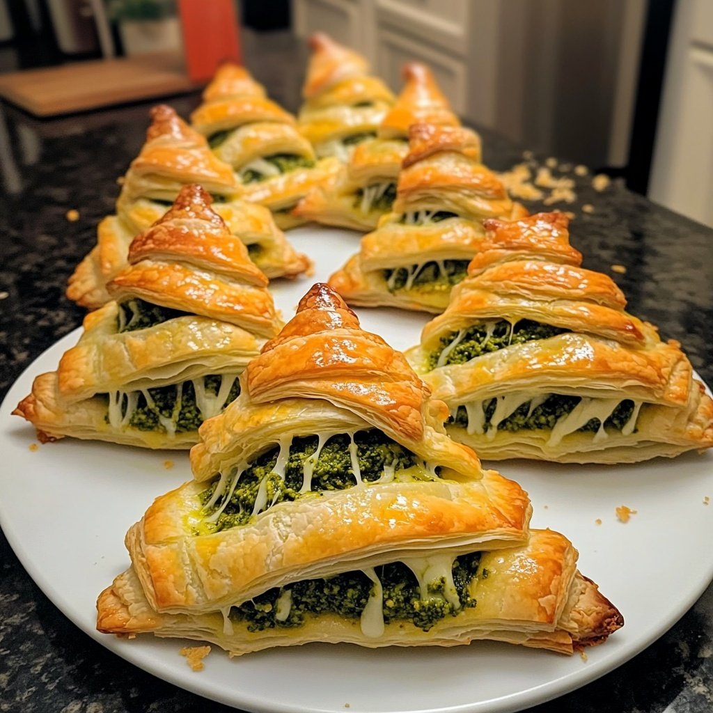 Puff Pastry Christmas Trees with Pesto and Cheese