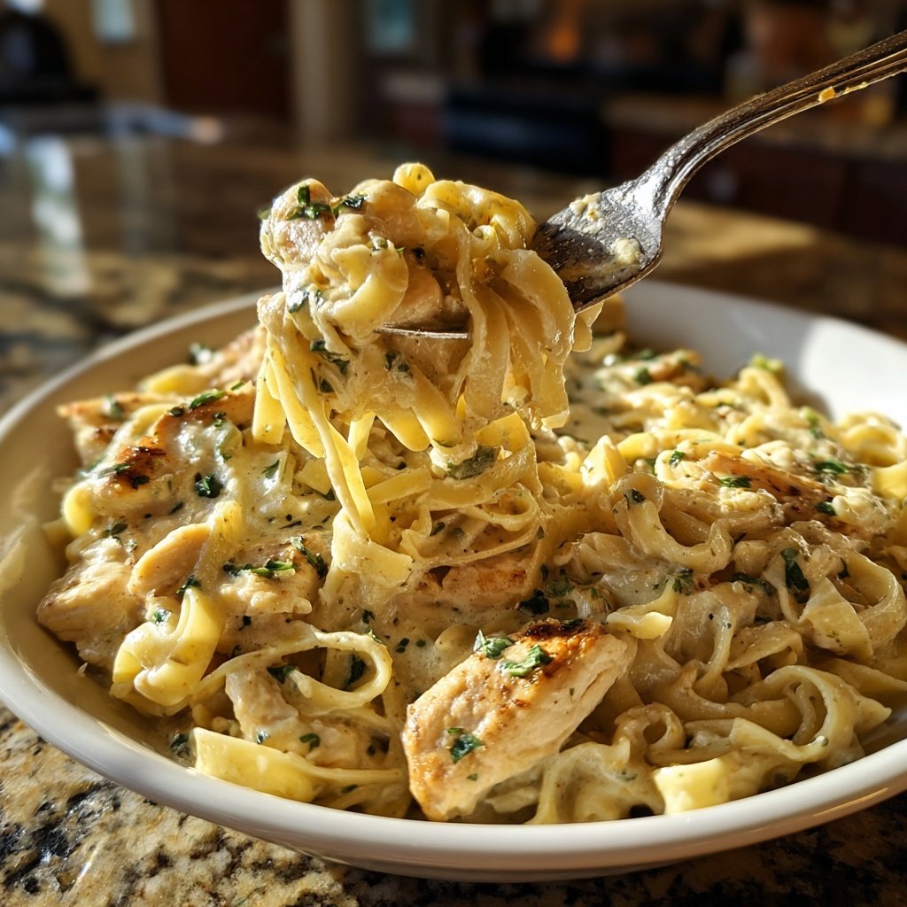 Creamy Garlic Chicken and Noodles Skillet