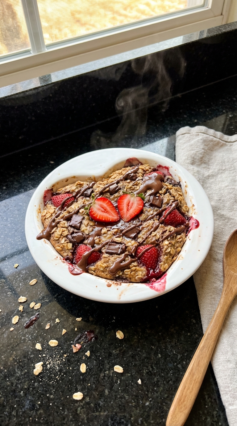 Chocolate Strawberry Baked Oats